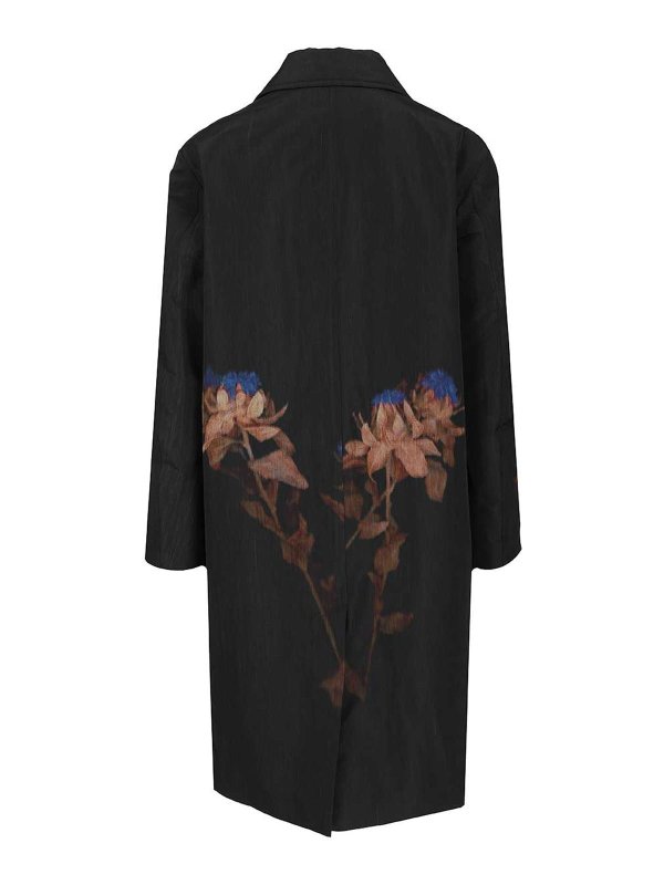 DRIES VAN NOTEN: knee length coats online - Printed Wool-Blend Coat