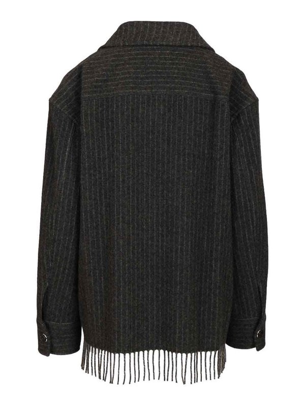 DURAZZI MILANO: knee length coats online - Pinstriped Wool Overshirt