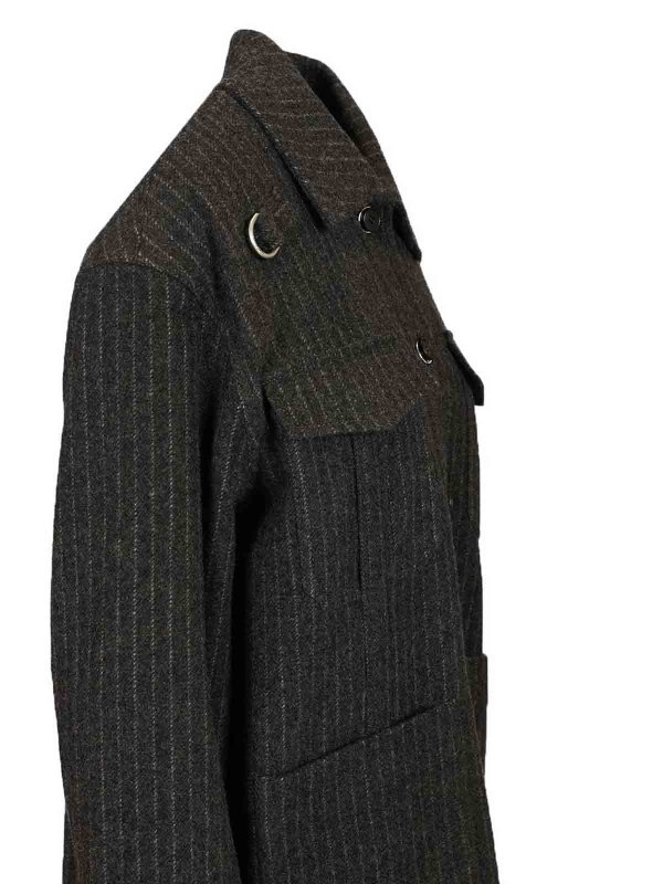 The Best Shops DURAZZI MILANO: knee length coats - Pinstriped Wool Overshirt