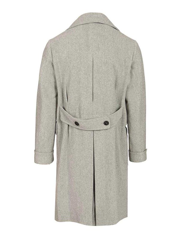 GUARINUCCI: knee length coats online - Double-Breasted Wool Coat