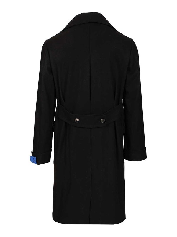 GUARINUCCI: knee length coats online - Double-Breasted Wool Coat
