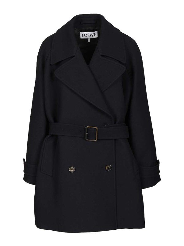 LOEWE: knee length coats - Double-Breasted Coat