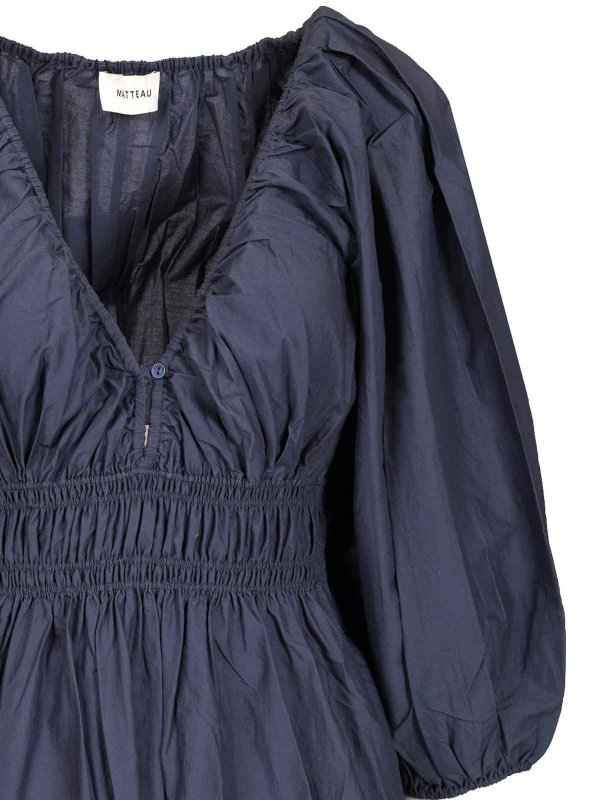 膝丈ドレス - ブルー shop online: MATTEAU