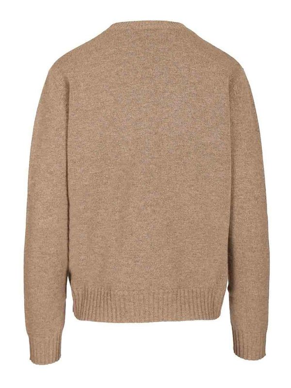 Max Mara: Strickpullover mit Rundhalsausschnitt online - Rundhalspullover - Beige
