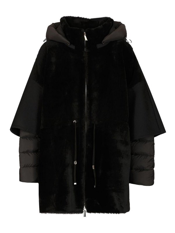 MOORER: padded coats - Raja Shearling Cape