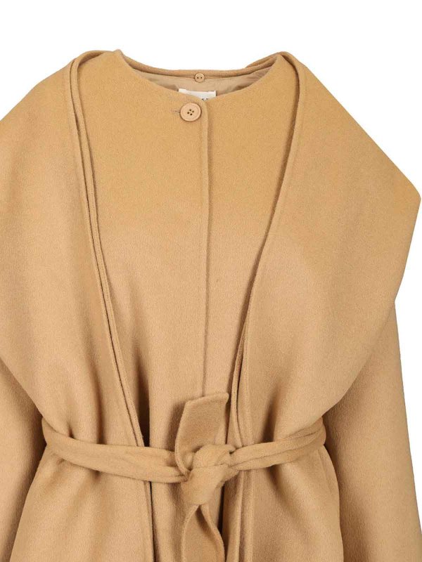 膝丈コート - ベージュ shop online: P.A.R.O.S.H.