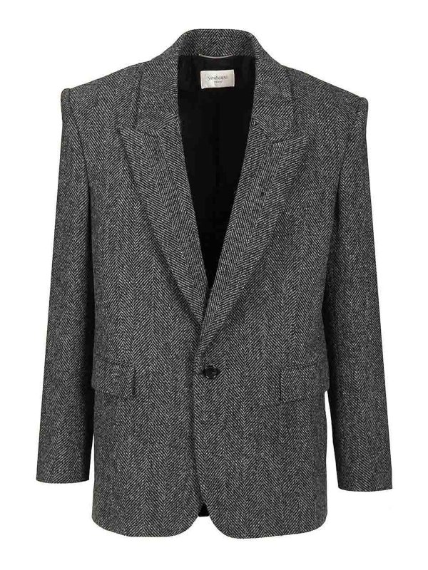 SAINT LAURENT: padded jackets - Worsted Wool Jacket