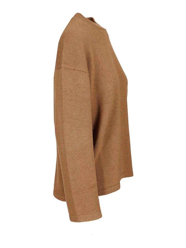 The Best Shops MAX MARA STUDIO: Strickpullover mit Rundhalsausschnitt - Rundhalspullover - Braun