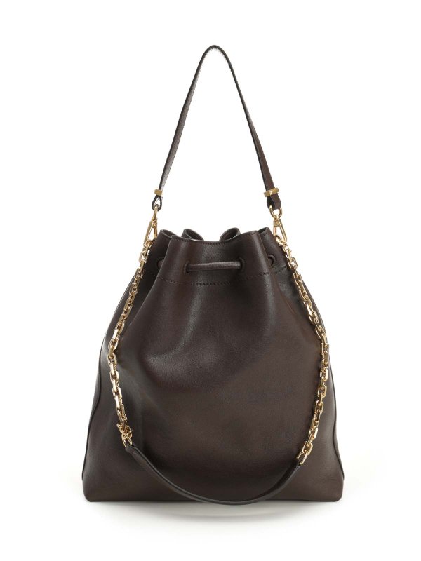 The Best Shops JIMMY CHOO: Bucket bags - Brown Leather Cinch Bucket Bag