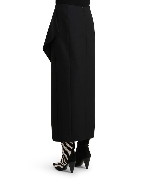 膝丈/ミディスカート - 黒 shop online: KHAITE