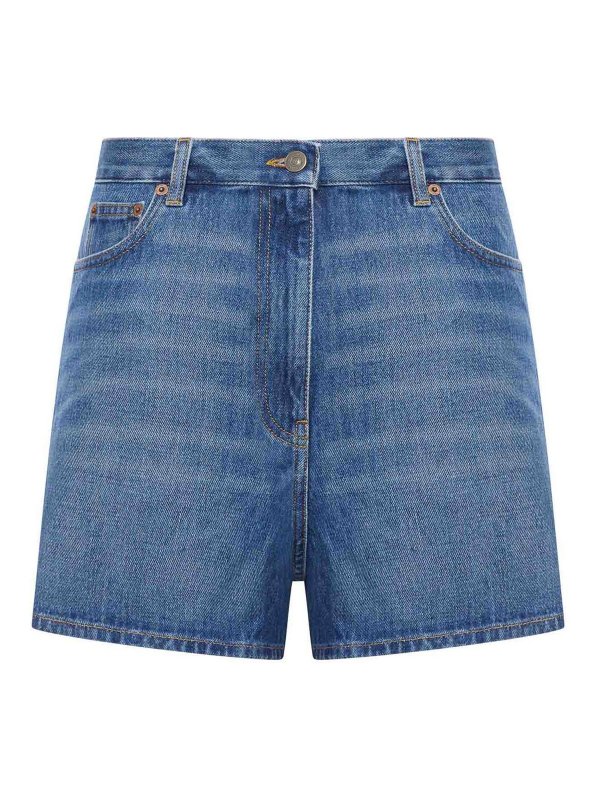 VALENTINO GARAVANI: Trousers Shorts - Solid Denim Shorts
