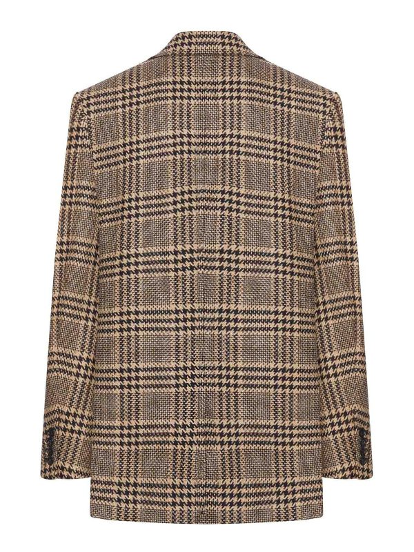 SAINT LAURENT: casual jackets online - Prince Of Wales Silk And Cashmere Jacket