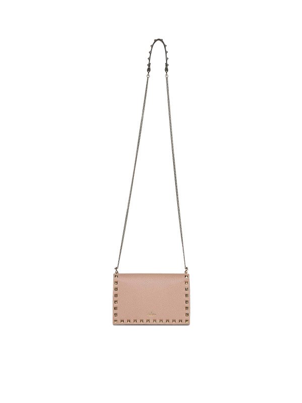 The Best Shops VALENTINO GARAVANI: cross body bags - Mini Rockstud Leather Bag With Chain