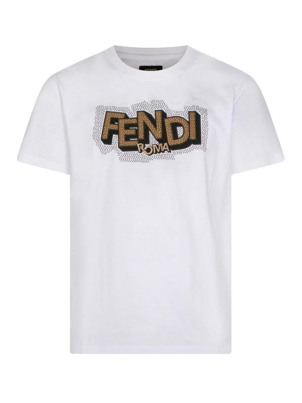 FENDI: t-shirts - Short-sleeved cotton T-shirt