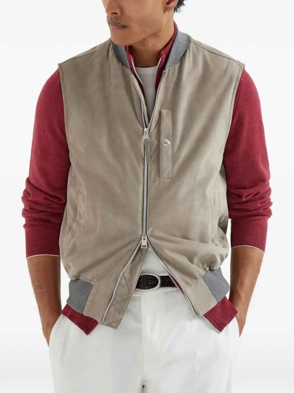 レザージャケット - ライトブラウン shop online: BRUNELLO CUCINELLI