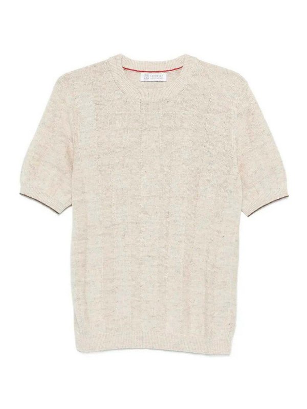 BRUNELLO CUCINELLI: Strickpullover mit Rundhalsausschnitt - Rundhalspullover - Beige