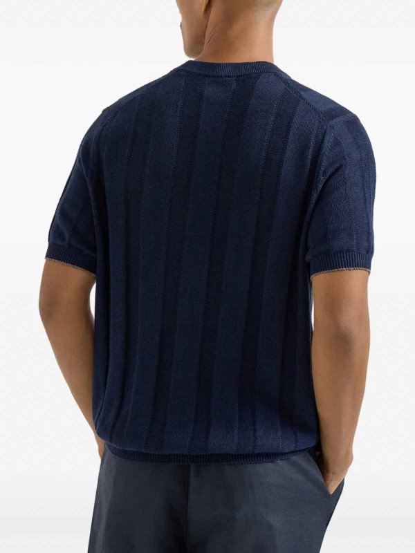 The Best Shops BRUNELLO CUCINELLI: t-shirts - Textured Rib Knit T-Shirt With Henley Collar