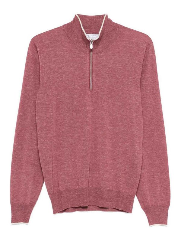 BRUNELLO CUCINELLI: Rollkragenpullover  und Polo-Ausschnitt - Rollkragenpullover - Rot