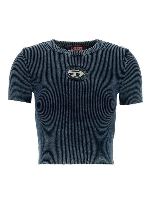DIESEL: Strickpullover mit Rundhalsausschnitt - Rundhalspullover - Blau