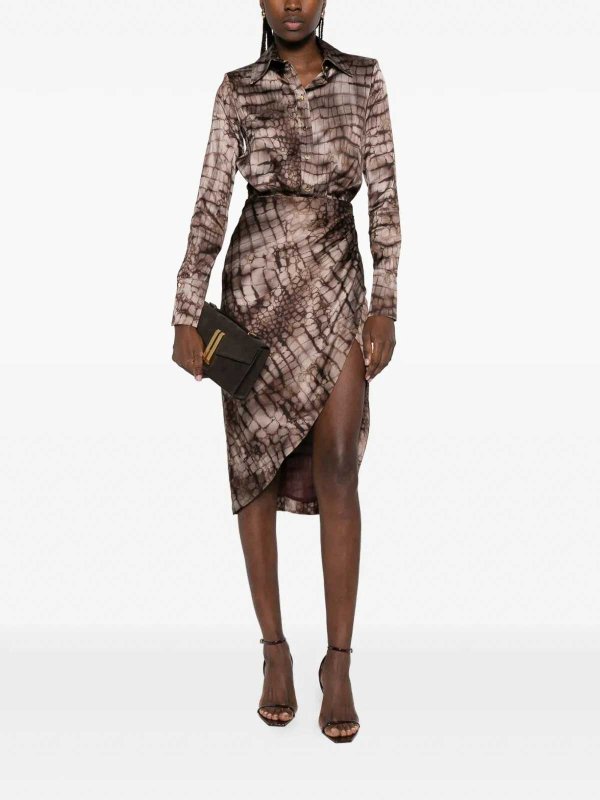 ELISABETTA FRANCHI: ニーレングスドレス online - 膝丈ドレス - ブラウン