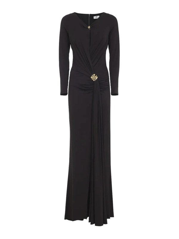 ELISABETTA FRANCHI: ニーレングスドレス - 膝丈ドレス - ブラウン