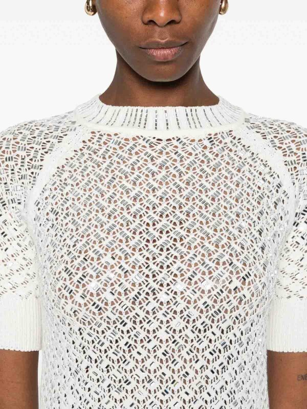 The Best Shops ERMANNO SCERVINO: Strickpullover mit Rundhalsausschnitt - Rundhalspullover - Weiß