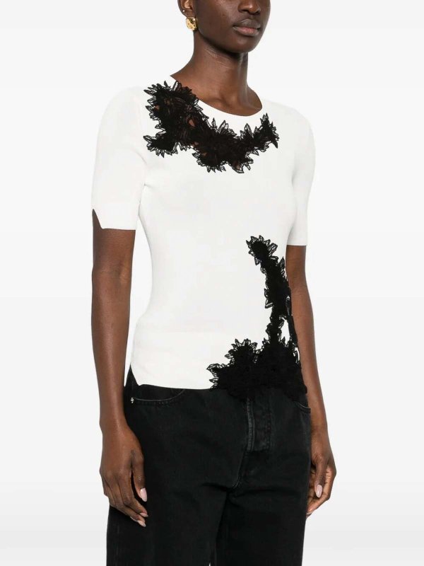 The Best Shops ERMANNO SCERVINO: Strickpullover mit Rundhalsausschnitt - Rundhalspullover - Weiß