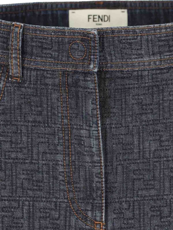 The Best Shops FENDI: Knee length skirts & Midi - Ff Padded Denim Skirt