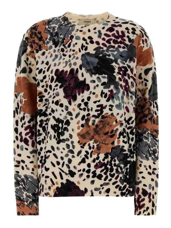 FENDI: crew necks - Falena Printed Sweater