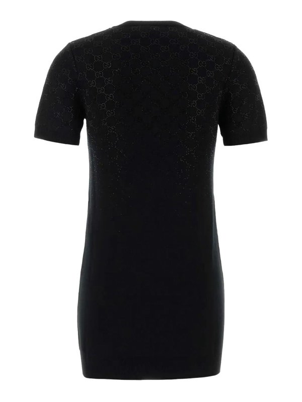 GUCCI: knee length dresses online - Short Sleeve Crew-Neck Dress