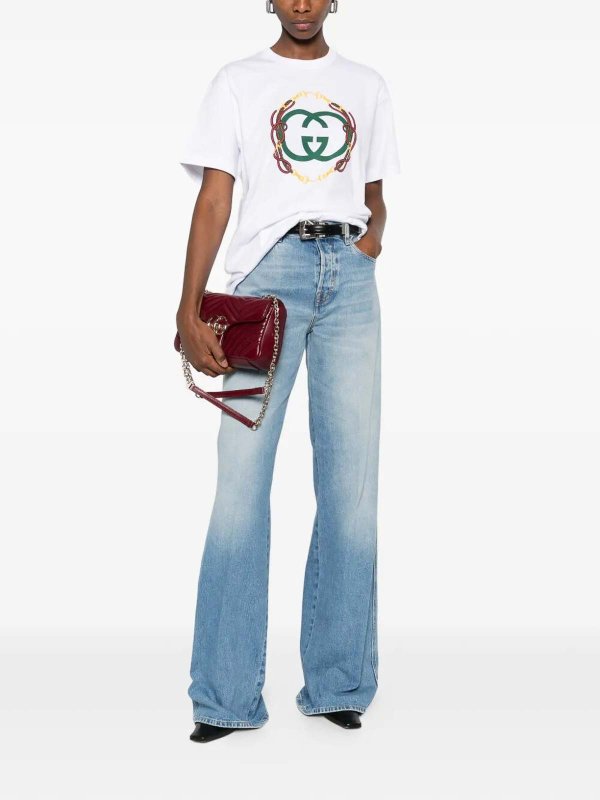 GUCCI: straight leg jeans online - Mid Rise Flare Pants