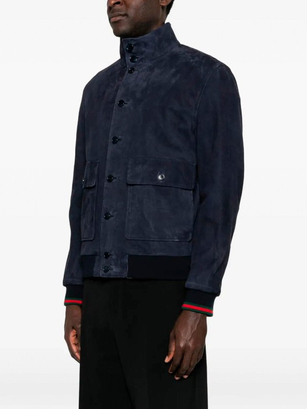 GUCCI: bombers online - Leather Bomber Jacket