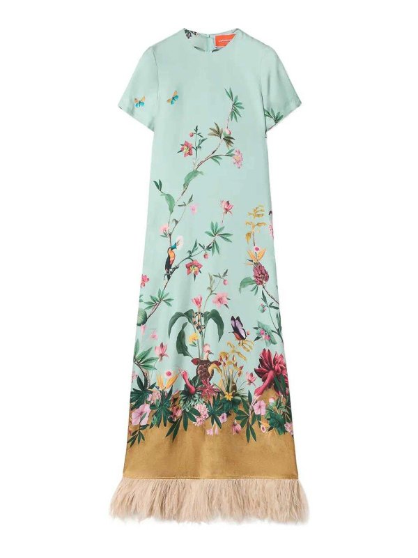 LA DOUBLEJ: knee length dresses - Swing Dress With Feathers