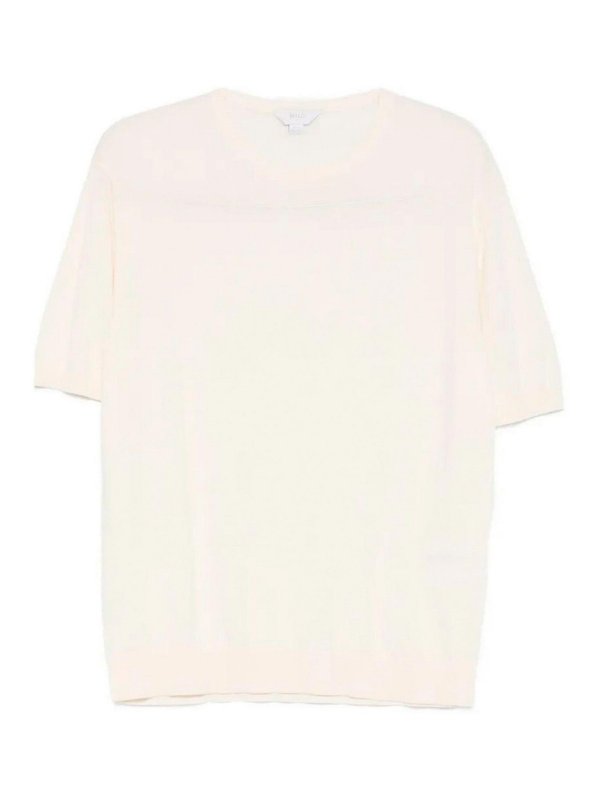 MALO: Strickpullover mit Rundhalsausschnitt - Rundhalspullover - Weiß