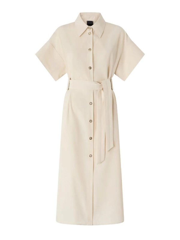 Pinko: Knielange Kleider - Knielanges Kleid - Hellbeige