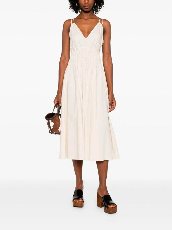 Pinko: Knielange Kleider online - Knielanges Kleid - Hellbeige