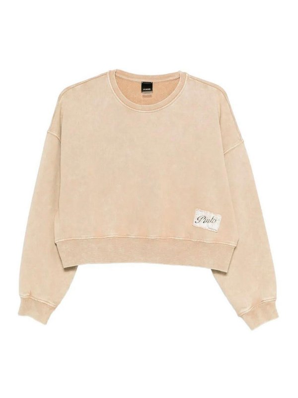 Pinko: Strickpullover mit Rundhalsausschnitt - Rundhalspullover - Beige