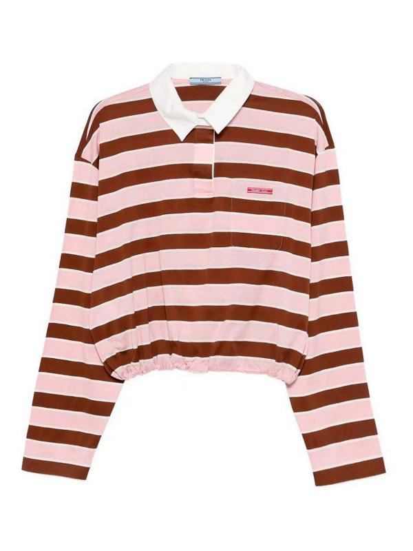 PRADA: polo shirts - Striped Polo Neck