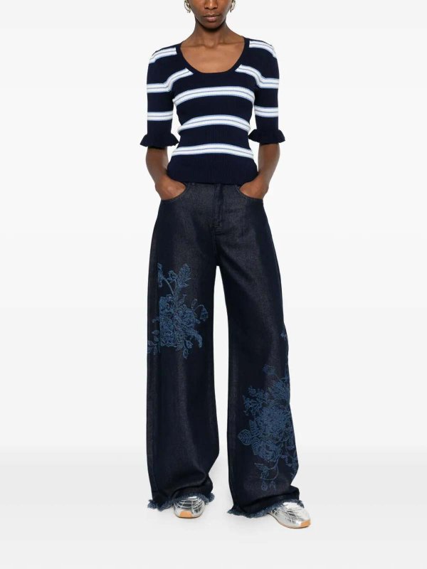 TWINSET: Strickpullover mit Rundhalsausschnitt online - Rundhalspullover - Blau