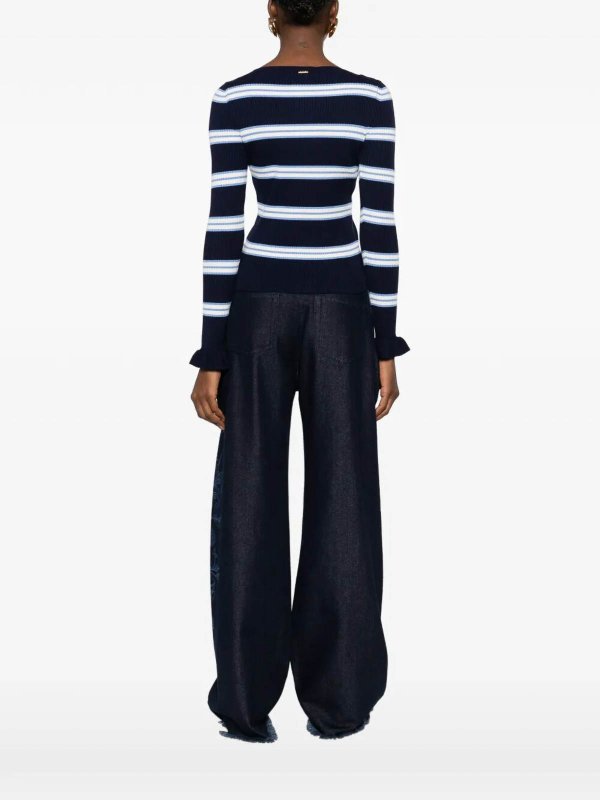 The Best Shops TWINSET: Strickpullover mit Rundhalsausschnitt - Rundhalspullover - Blau