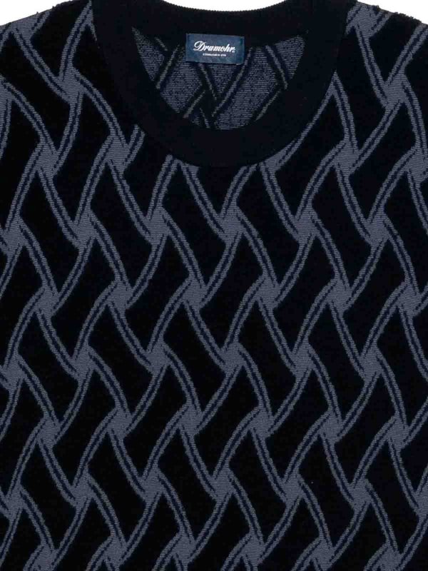 The Best Shops DRUMOHR: Strickpullover mit Rundhalsausschnitt - Rundhalspullover - Dunkelblau