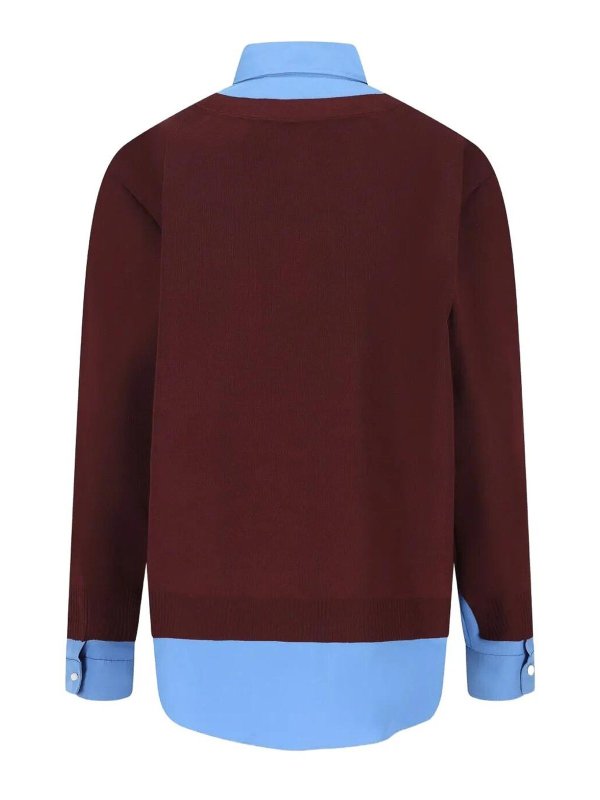 MIU MIU: cardigans online - Wool Cardigan With Cotton Details