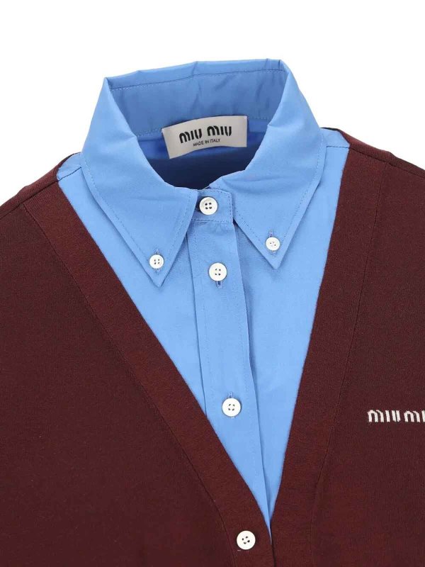 The Best Shops MIU MIU: cardigans - Wool Cardigan With Cotton Details