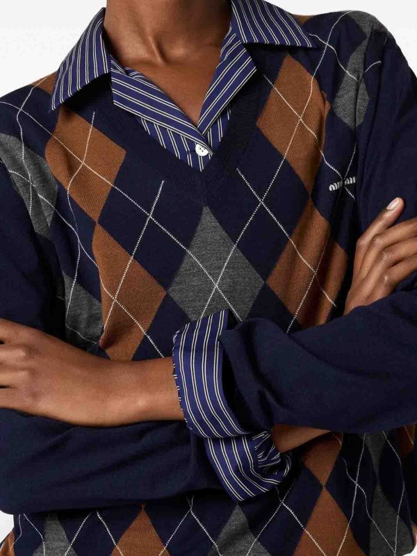 Argyle V-Neck shop online: MIU MIU