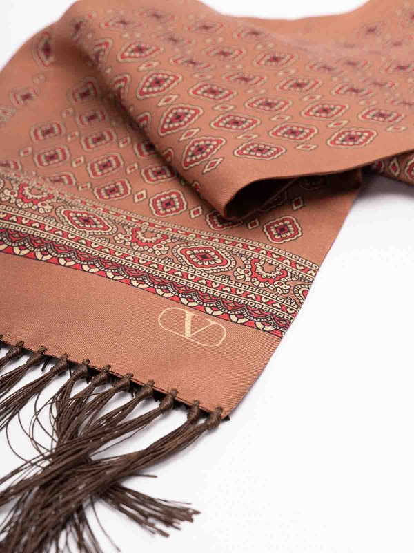 VALENTINO GARAVANI: scarves online - Chamber Print Scarf With Fringes