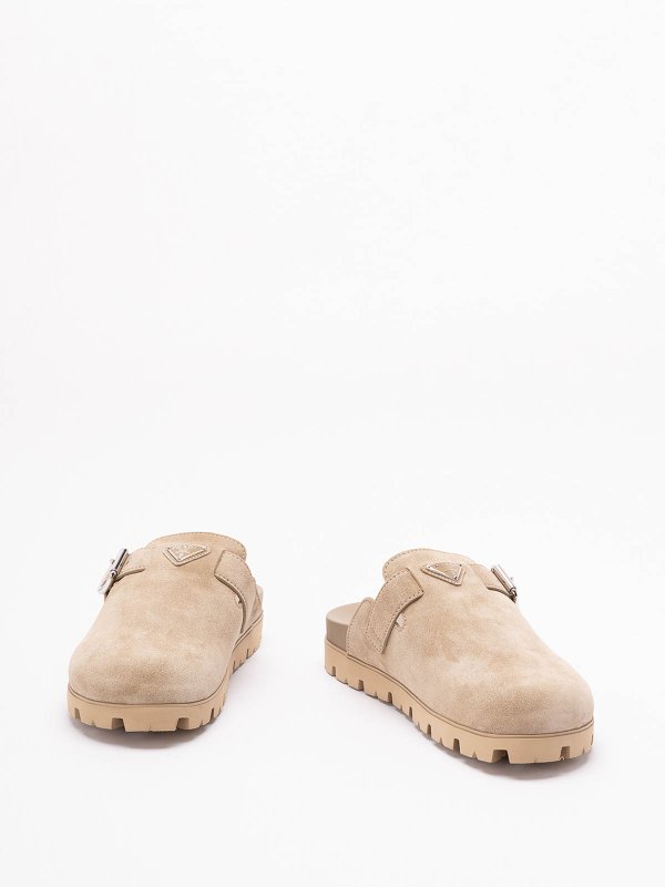 PRADA: mules shoes online - Suede Sabot