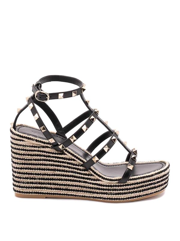 VALENTINO GARAVANI: espadrilles - Rockstud Torchon Wedge Espadrillas