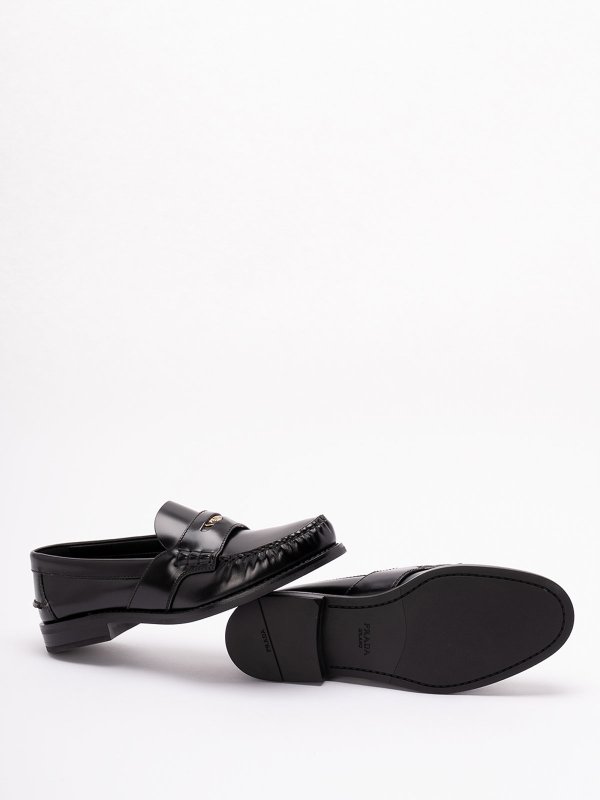 Brushed Leather Loafers shop online: PRADA