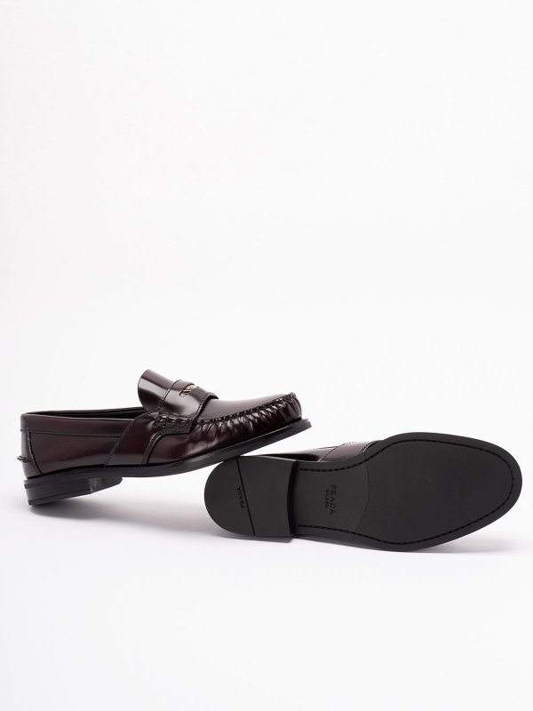 Brushed Leather Loafers shop online: PRADA