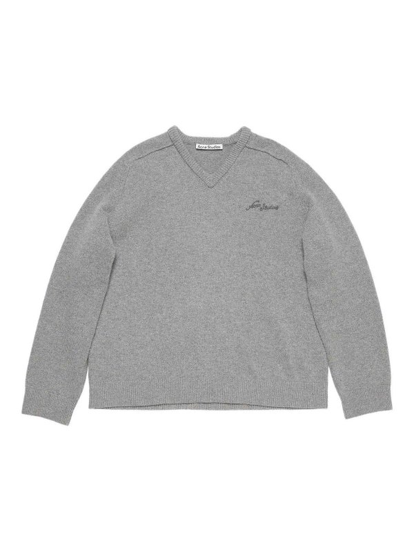 Acne Studios: Col en V - Pull À Col V - Gris